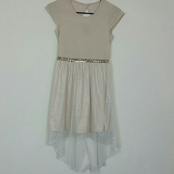 George Other - Girls beautiful beige sparkly high low dress